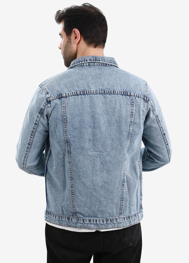 WHITE RABBIT Sun Bleached Buttons Fastening Regular Jeans Jacket - Image 3